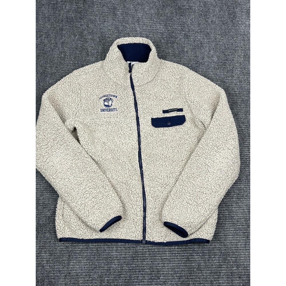 Georgetown Sweater Womens Medium Columbia Deep Pile Jacket Zip up Fleece Hoyas
